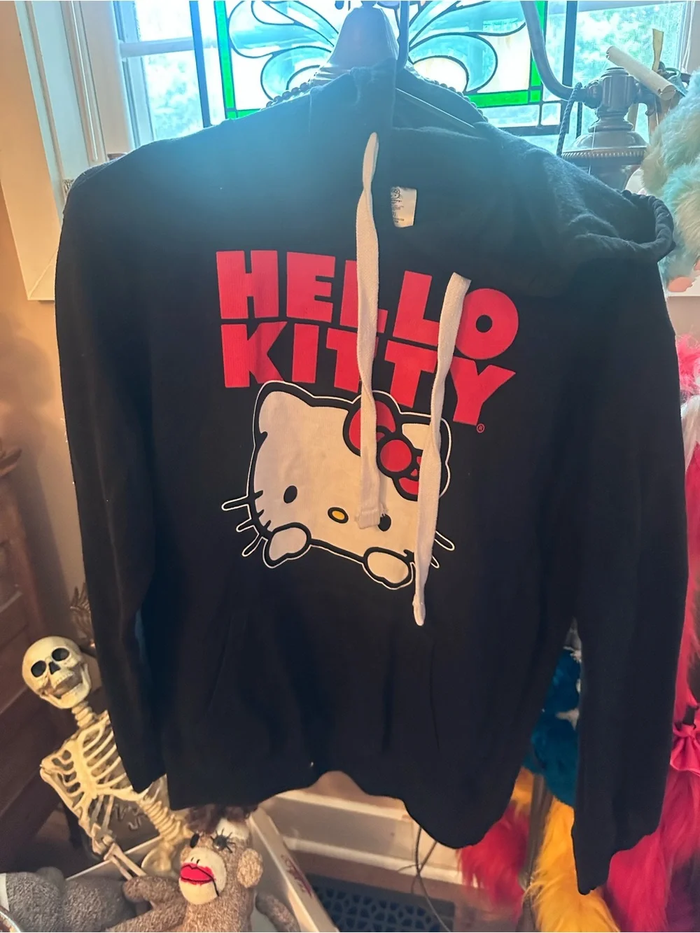 Hello Kitty Black Hoodie with red and White Graphics
